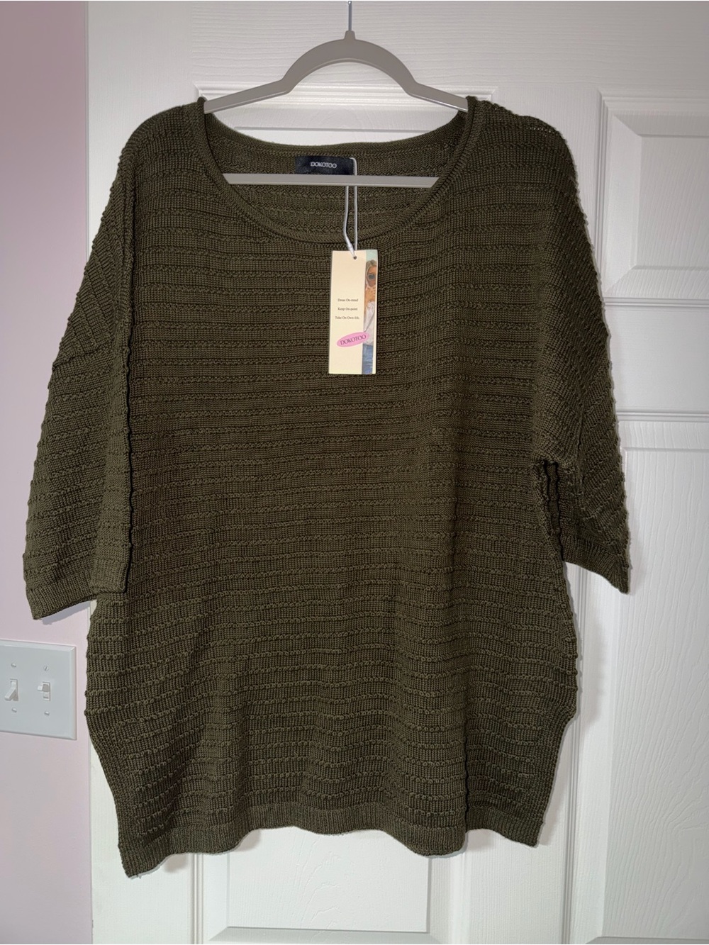 Dokotoo Green Textured Knit Sweater